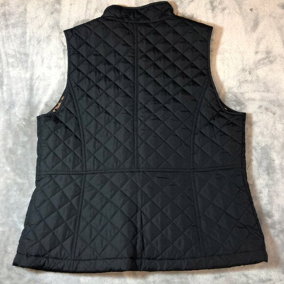 IZOD Puffer Quilt Vest Ladies Large black Leopard lining - Picture 2 of 6